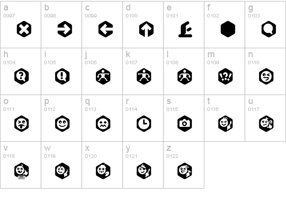 ScrotnigHexes lowercase a-z preview