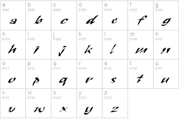 SctratchExtended Italic lowercase a-z preview