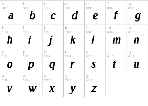 SeagullSerial-BoldItalic lowercase a-z preview