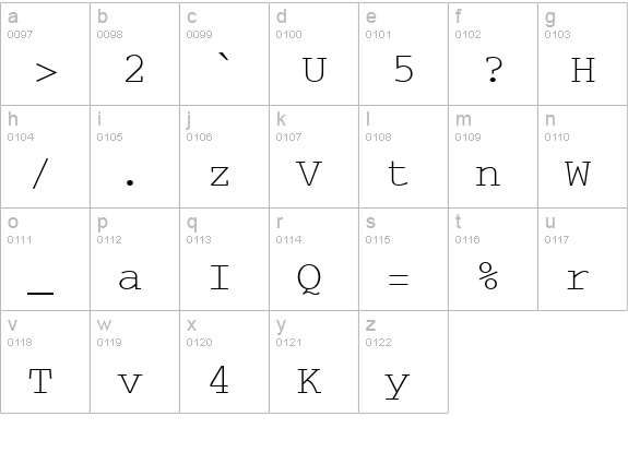 SecretCode Medium lowercase a-z preview