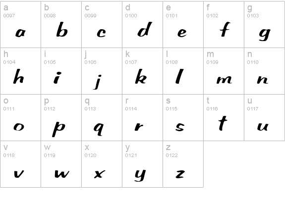 SeldaneScript Italic lowercase a-z preview