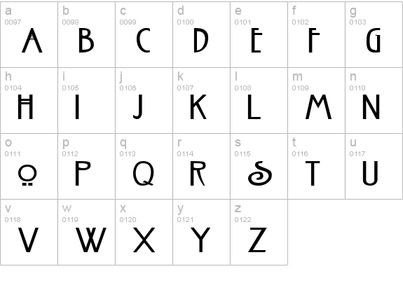Senussi lowercase a-z preview