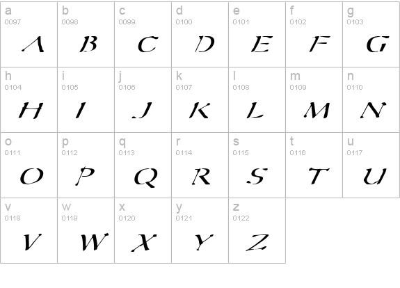 Sever Italic lowercase a-z preview