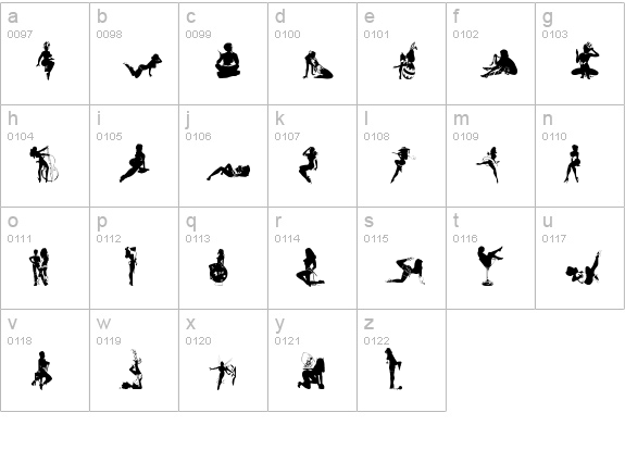 Sexy Silouette Stencils lowercase a-z preview