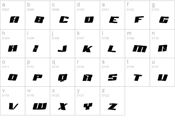 SF Aftershock Debris Italic lowercase a-z preview
