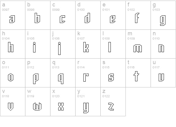 SF Archery Black Outline lowercase a-z preview