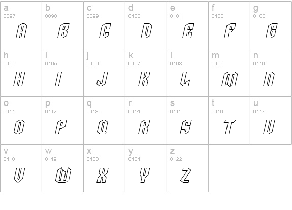 SF Archery Black SC Outline Oblique lowercase a-z preview