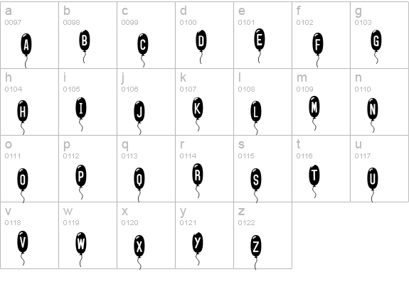 SF Balloons Thin lowercase a-z preview