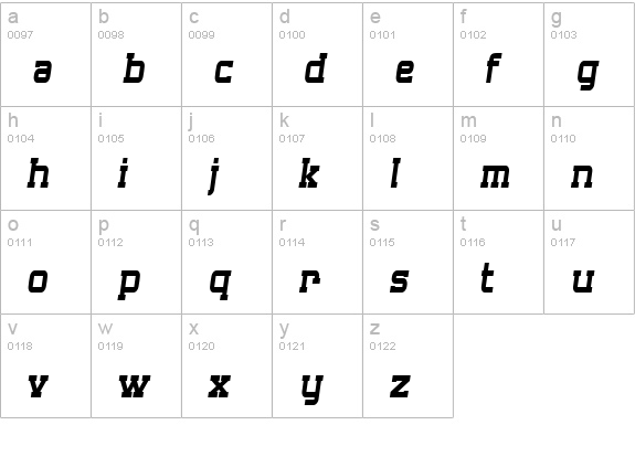 SF Big Whiskey Condensed lowercase a-z preview