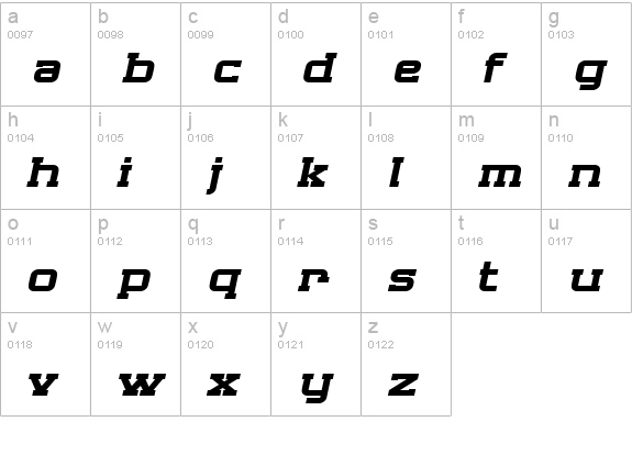 SF Big Whiskey Extended lowercase a-z preview