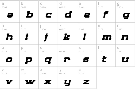 SF Big Whiskey Extended Bold lowercase a-z preview