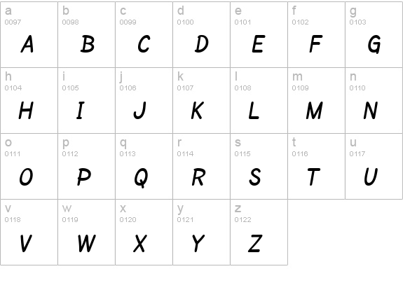 SF Cartoonist Hand SC Bold lowercase a-z preview