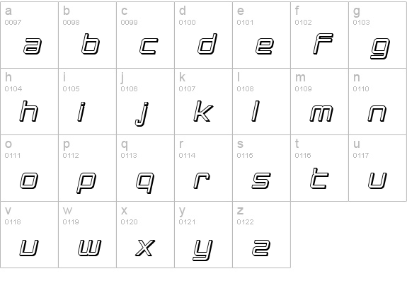SF Chromium 24 Oblique lowercase a-z preview