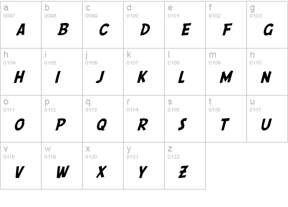 SF Comic Script lowercase a-z preview