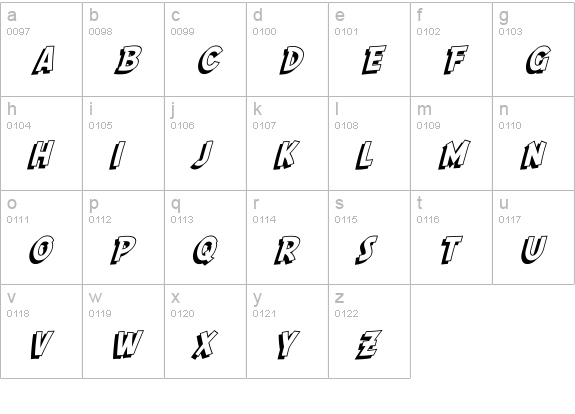 SF Comic Script Shaded lowercase a-z preview
