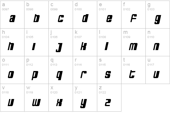 SF DecoTechno Bold Oblique lowercase a-z preview