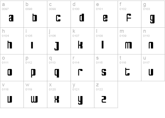 SF DecoTechno Condensed lowercase a-z preview