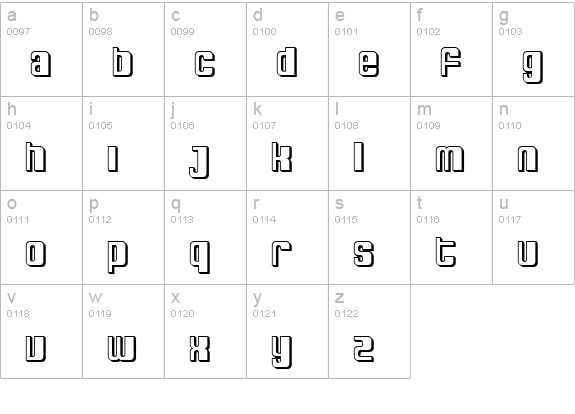 SF DecoTechno Shaded lowercase a-z preview