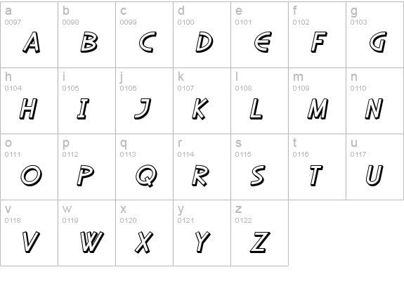 SF Diego Sans Shaded Oblique lowercase a-z preview