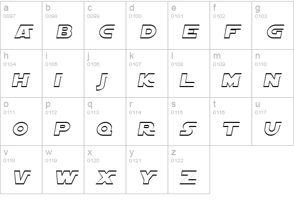 SF Distant Galaxy AltOutline Italic lowercase a-z preview