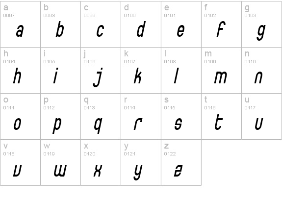 SF Eccentric Opus Condensed Oblique lowercase a-z preview