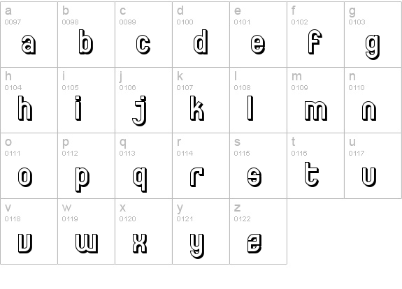 SF Eccentric Opus Shaded lowercase a-z preview