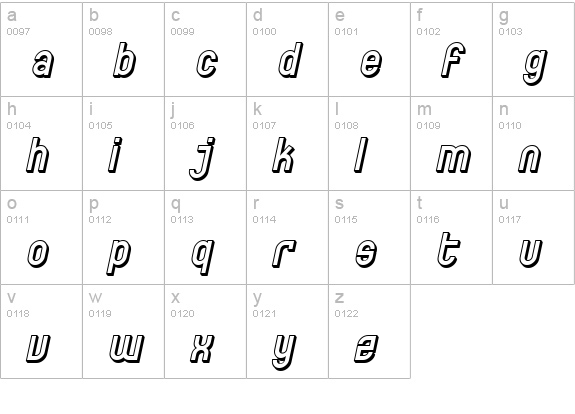SF Eccentric Opus Shaded Oblique lowercase a-z preview