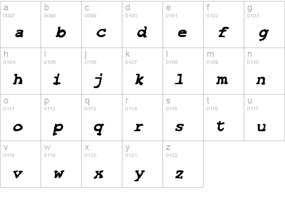 SF Espionage Heavy Oblique lowercase a-z preview