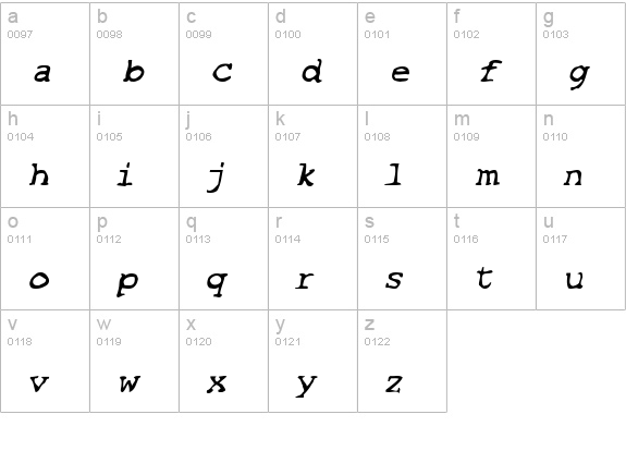SF Espionage Medium Oblique lowercase a-z preview
