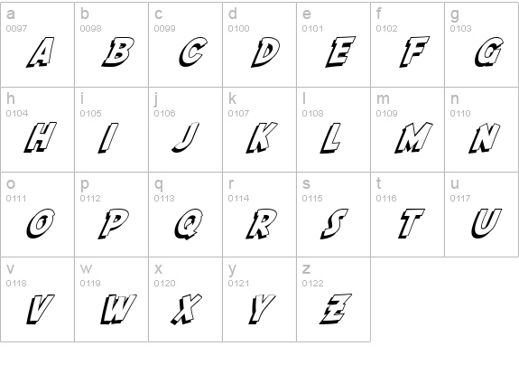 SF Fedora Shadow lowercase a-z preview