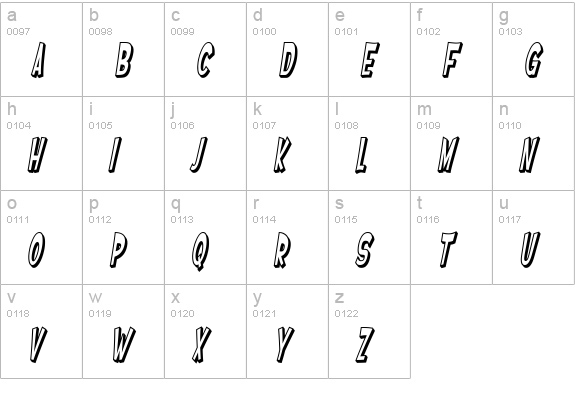 SF Ferretopia Shaded Oblique lowercase a-z preview