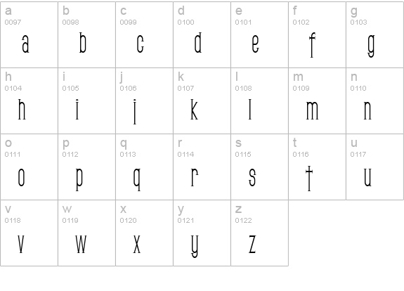 SF Gothican Condensed lowercase a-z preview