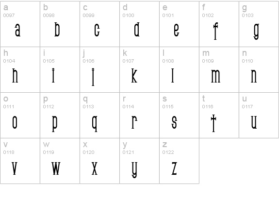 SF Gothican Condensed Bold lowercase a-z preview