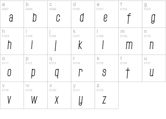 SF Gothican Italic lowercase a-z preview