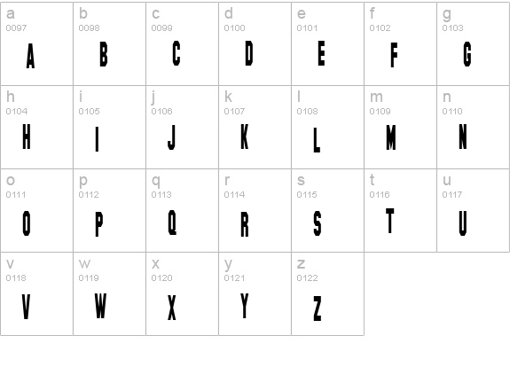 SF Hollywood Hills Condensed lowercase a-z preview