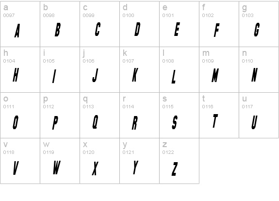 SF Hollywood Hills Condensed Italic lowercase a-z preview
