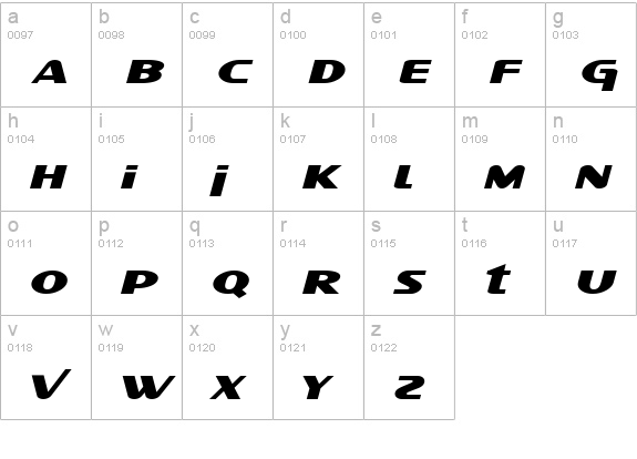 SF Intellivised Extended Italic lowercase a-z preview