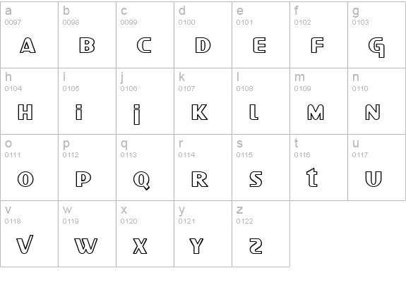 SF Intellivised Outline lowercase a-z preview