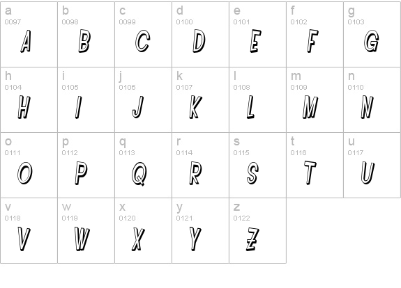 SF Intoxicated Blues Shaded Oblique lowercase a-z preview