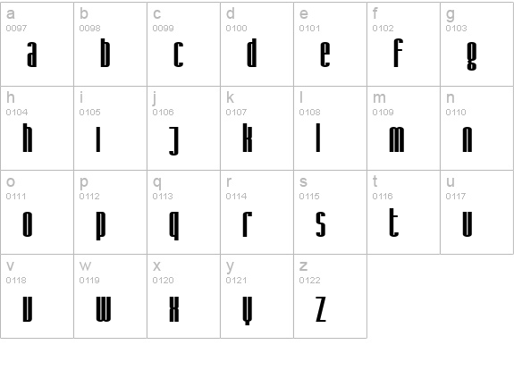 SF Iron Gothic Bold lowercase a-z preview