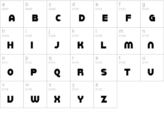 SF Juggernaut Condensed lowercase a-z preview
