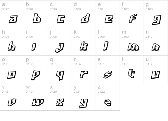 SF Junk Culture Shaded Oblique lowercase a-z preview
