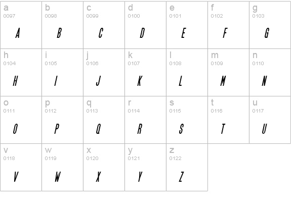 SF Movie Poster Condensed Bold Oblique lowercase a-z preview
