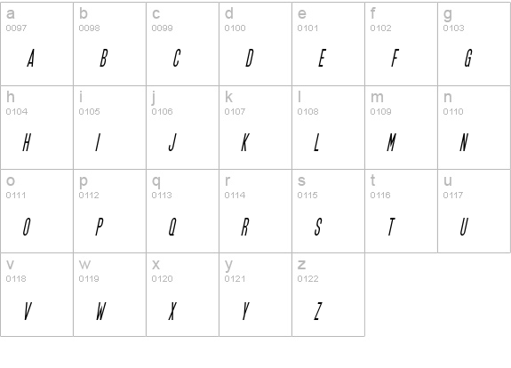 SF Movie Poster Condensed Oblique lowercase a-z preview