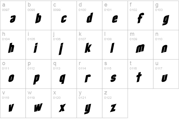 SF Obliquities Bold lowercase a-z preview