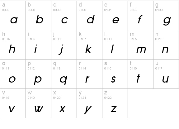 SF Old Republic Italic lowercase a-z preview