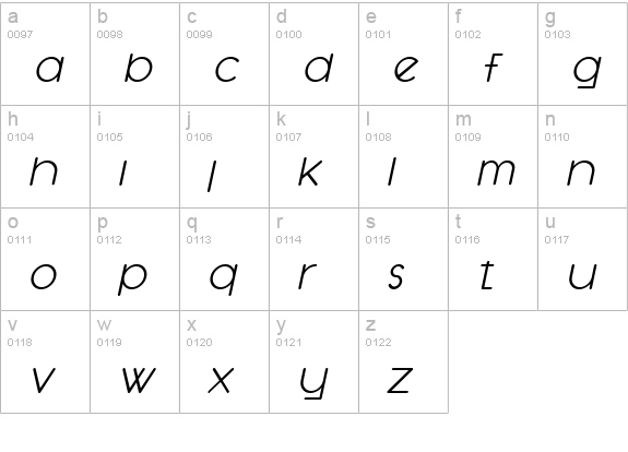 SF Orson Casual Light Oblique lowercase a-z preview