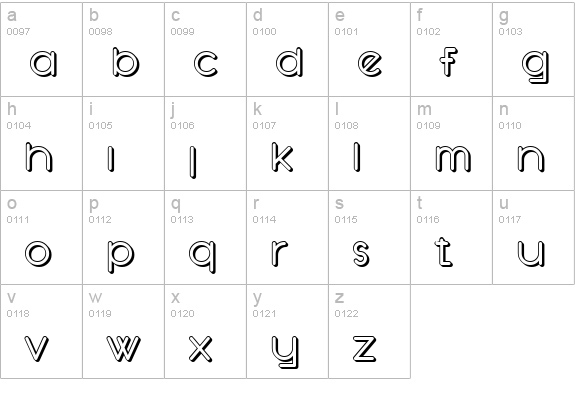 SF Orson Casual Shaded lowercase a-z preview