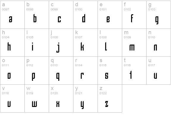 SF Piezolectric Condensed lowercase a-z preview