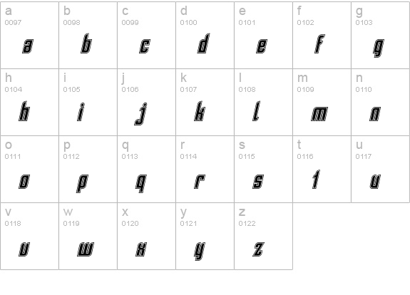 SF Piezolectric Inline Oblique lowercase a-z preview